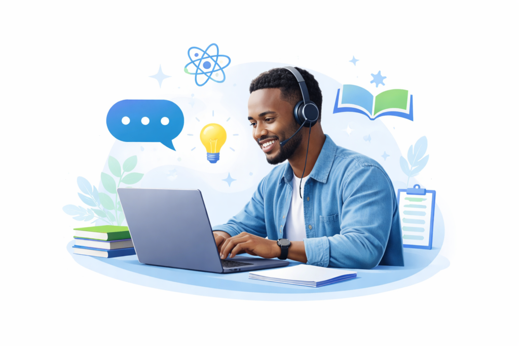 friendly online tutor in action